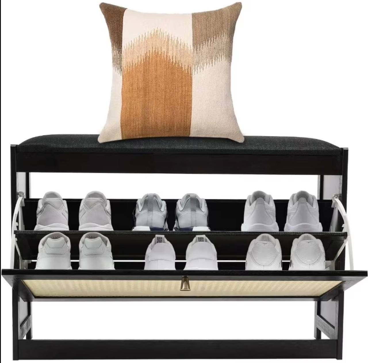 Wooden stool with bucket flip  shoe cabinet