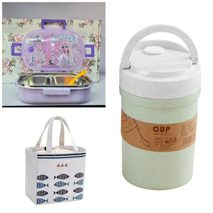 CARTOON 3 IN 1 MICROWAVEBLE LUNCH BOX COMBO SET