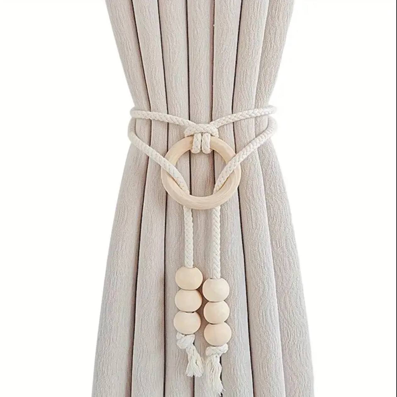 2pcs natural cotton rope curtain tiebacks boho style