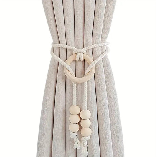 2pcs natural cotton rope curtain tiebacks boho style