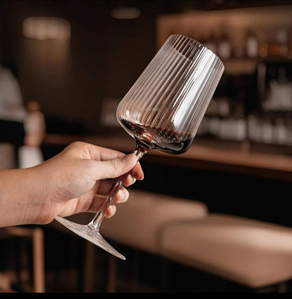 Elegant Ribbed wine Goblets
Vertical stripped wine glass with long stem