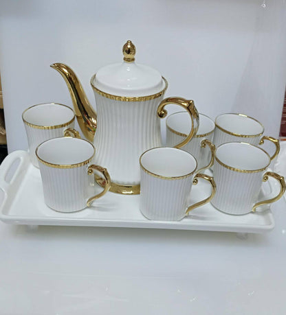 8pcs set ceramic Tea/Coffee sets with rotary trays