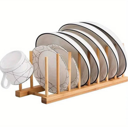 8 Slot Bamboo Plate Rack