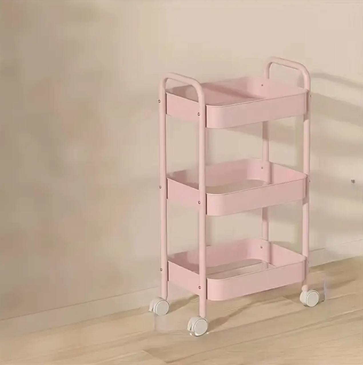 Multi purpose 3 -layer metal storage / movable trolley rack