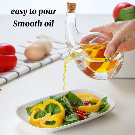 High quality 2in1 cruet twisted oil and vinegar with bamboo  lids dispenser