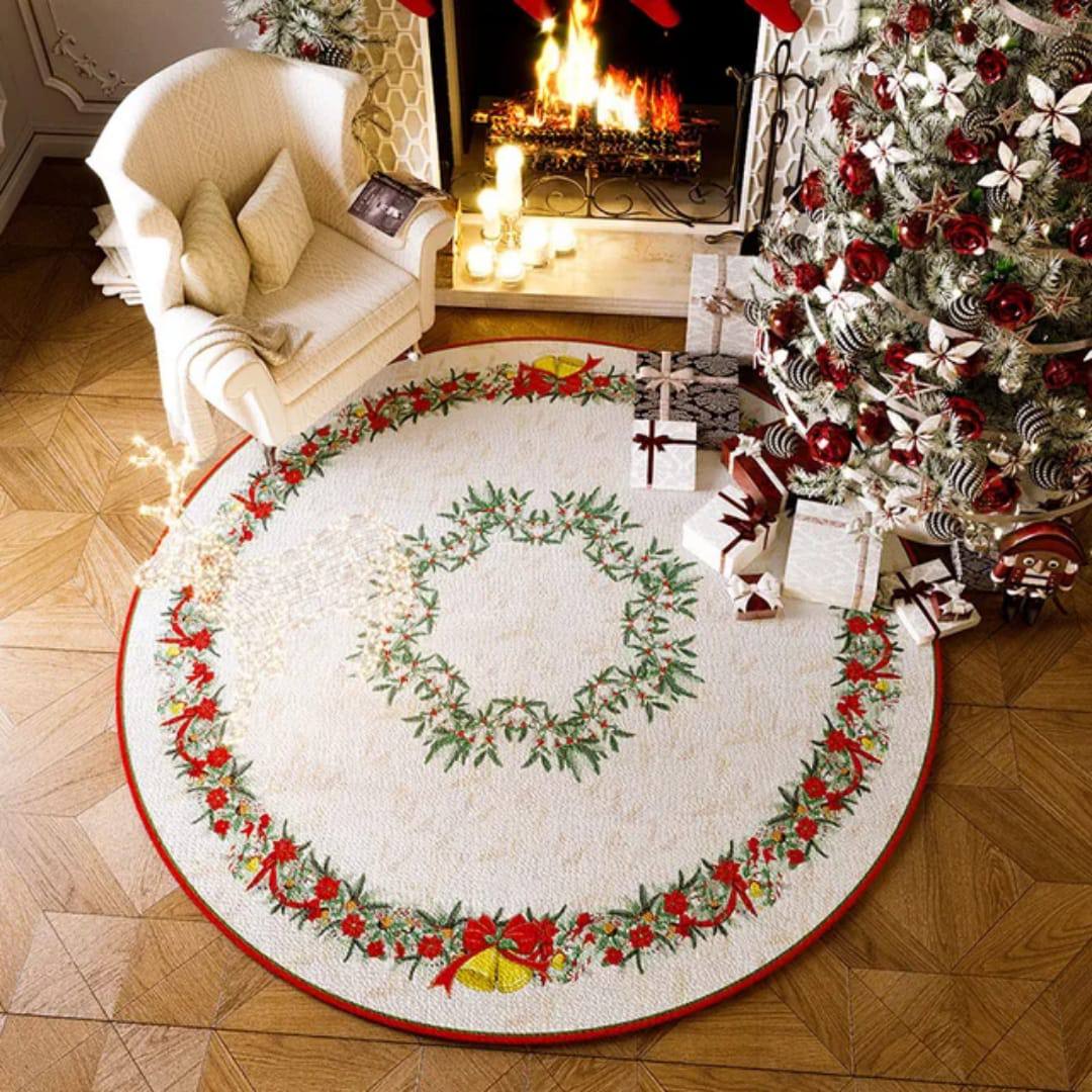Christmas Circular Carpet Washable Anti Slip Carpet New Year Atmosphere Mat Decoration*
Size: 120cm