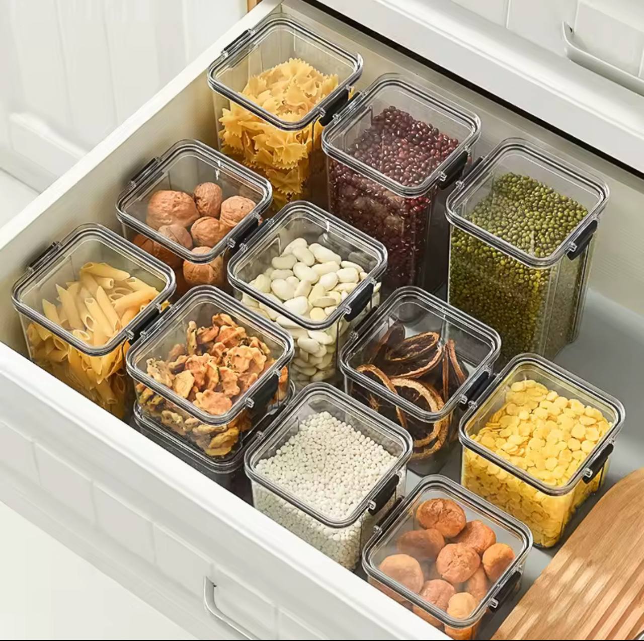 8pcs Airtight Transparent Acrylic Cereal Food/Pantry Storage Containers