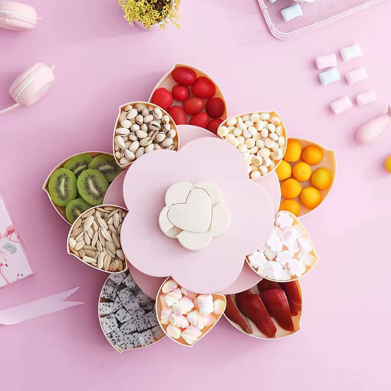 Plum-Shaped Rotating Fruit Bowl With Mobile Phone Holder / Snacks Box