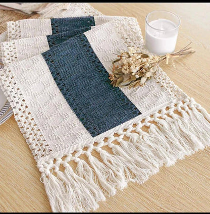 High quality Boho woven  table runner/bed runner with tassels