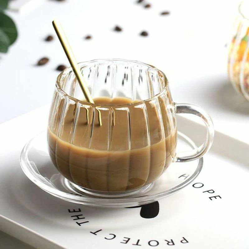 Stripped Pumpkin shape borosilicate cups