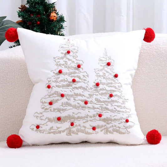 Embroidered Bronzing Christmas Tree Pillowcase, Cushion Cover, Pillow Case, Home Decor