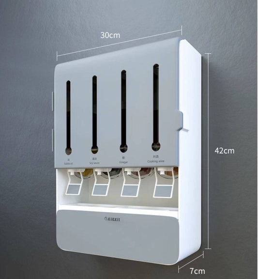 Executive multipurpose 4 way liquid dispenser  with 4 spice holders +Spoons