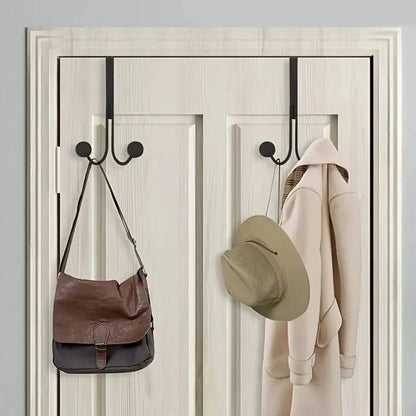 Over The Door Double Hanger Hooks Free Punching For Hanging Hats Bag
