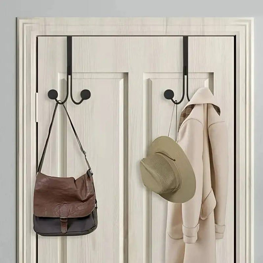 Over The Door Double Hanger Hooks Free Punching For Hanging Hats Bag