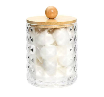 Diamond shape acrylic earbud/Multipurpose organizer with bamboo lid