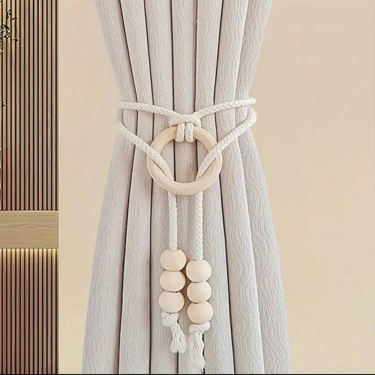 2pcs natural cotton rope curtain tiebacks boho style
