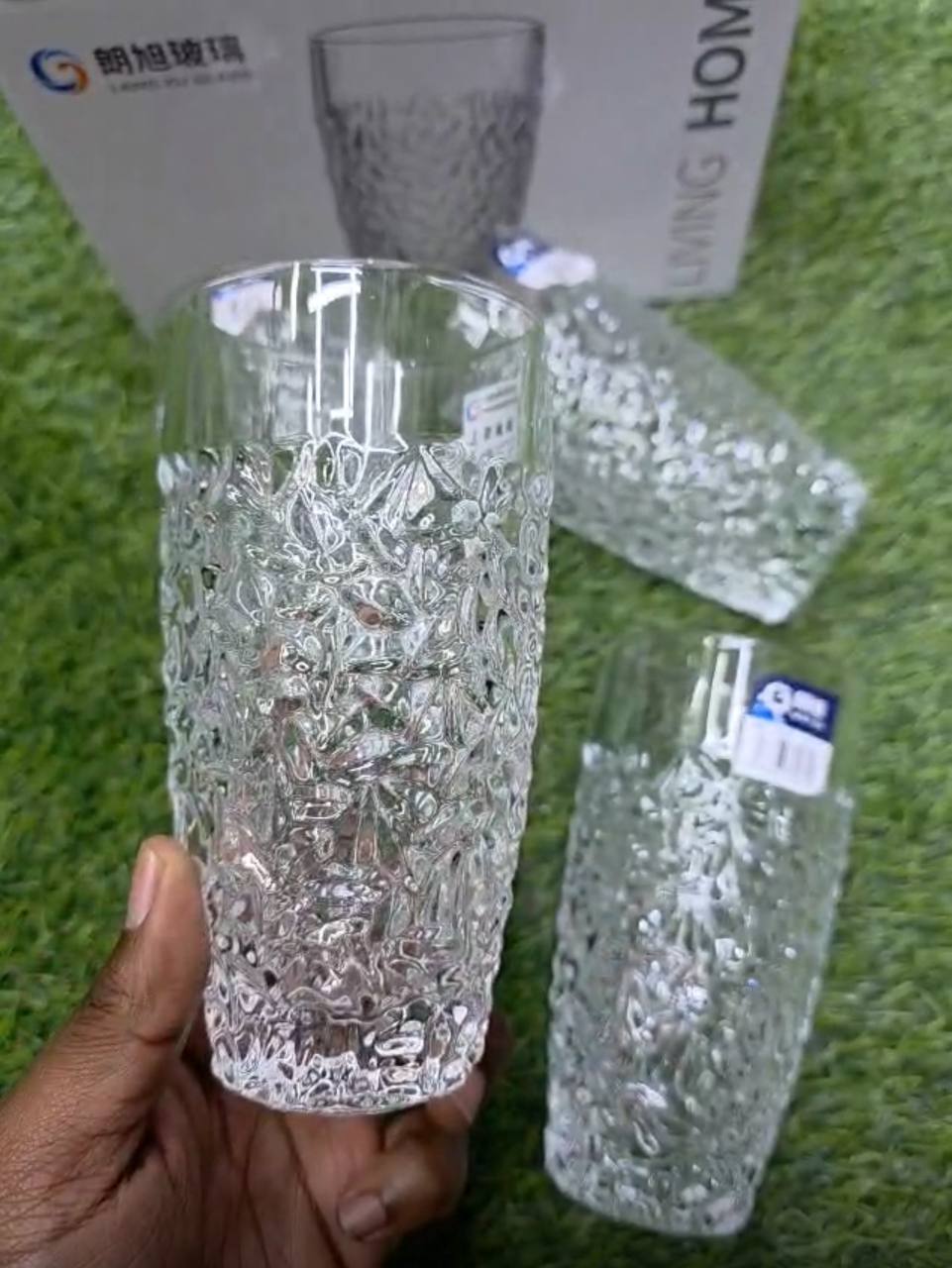 6pc Premium Modern Clear transparent Glassware.
