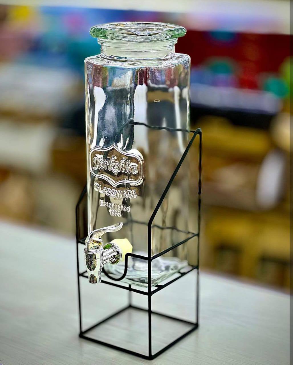 Tall Square Mason Jar Glass  Beverage Dispenser, New Fun Party Home Entertainment Glassware Water Pitcher for, Juice, Beer, Punch, Iced Tea & Cold Drinks