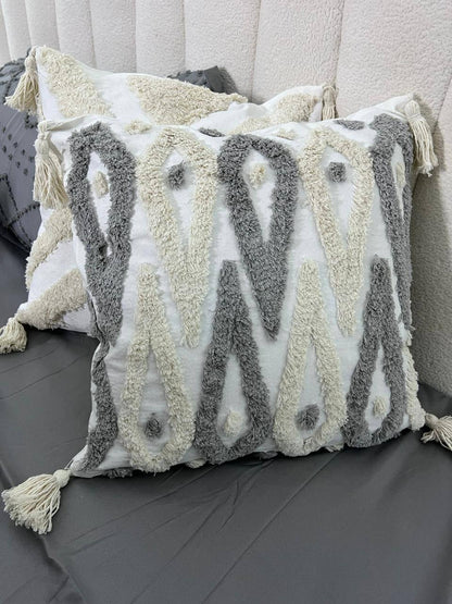 Fancy TUFTED/BOHO throw pillow covers with tassels