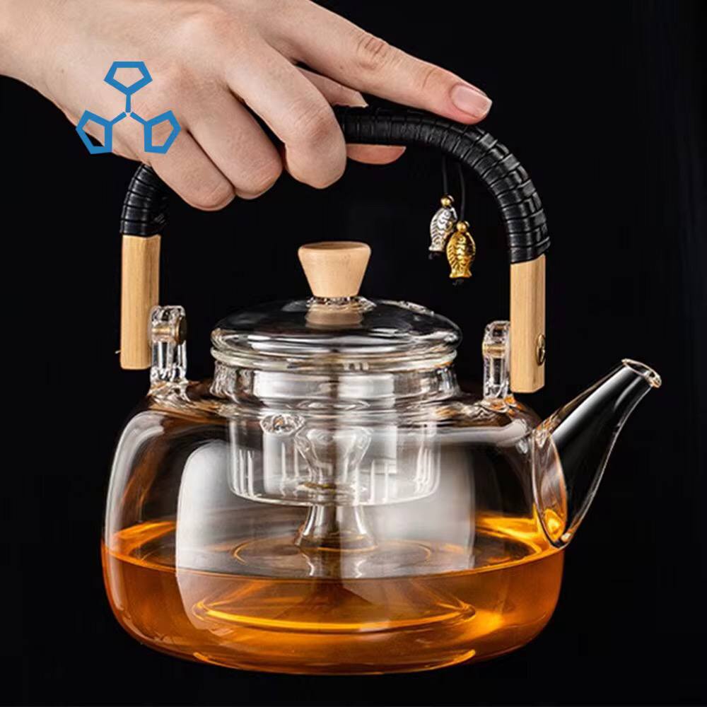 High Borosilicate glass tea/Coffee pot with double glass filter infuser