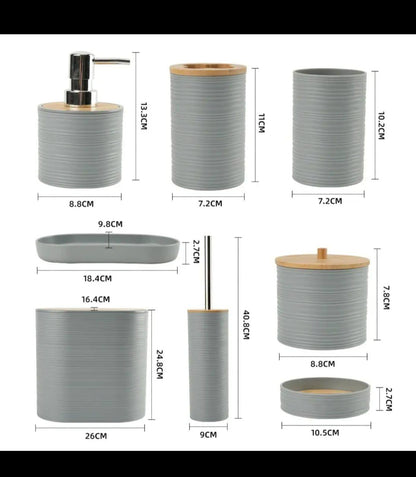 Luxury Bamboo Plastic Bathroom 
Accessories set.