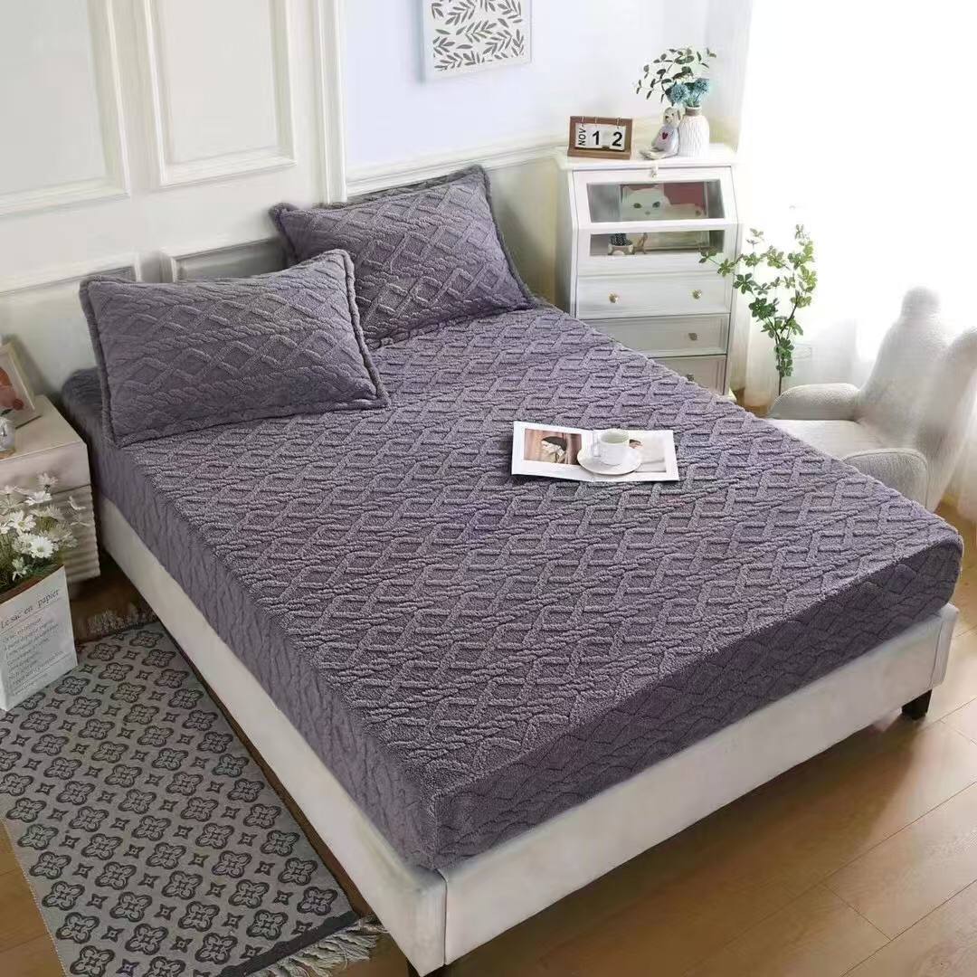 3pc Jacquard Sherpa fleece Fitted cover