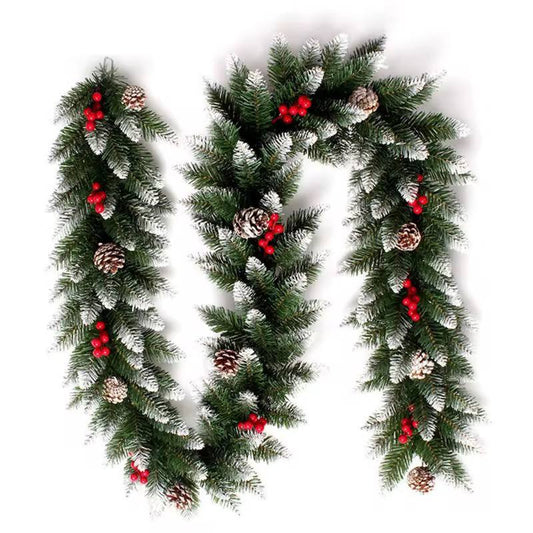 2.7MPremium Natural Green Garland pine-Cones and Berries
