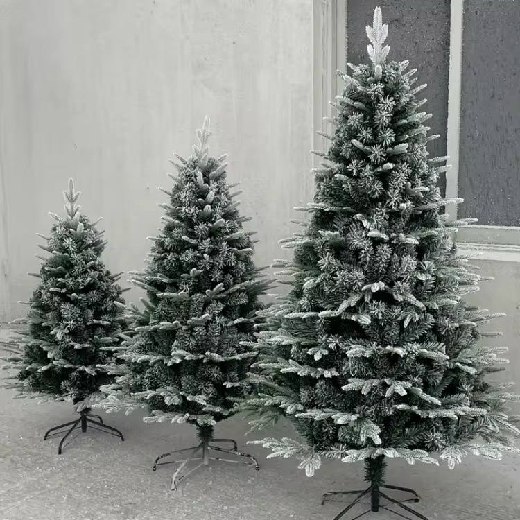 Encrypted PE&PVC  Snowflake High quality Snow Flocked Premium Spruce Hinged Christmas Tree,Leaf Dense  Tree
