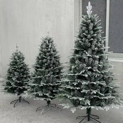 Encrypted PE&PVC  Snowflake High quality Snow Flocked Premium Spruce Hinged Christmas Tree,Leaf Dense  Tree