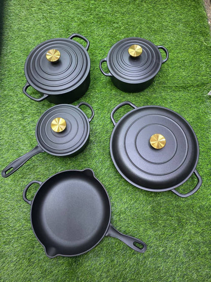 9pcs Enamel Cast iron cooking
 pots