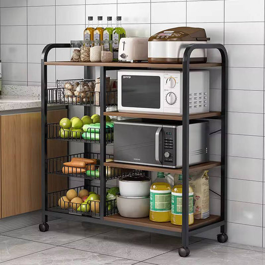 Multifunctional Strong metallic Kitchen rack with movable & lockable wheels