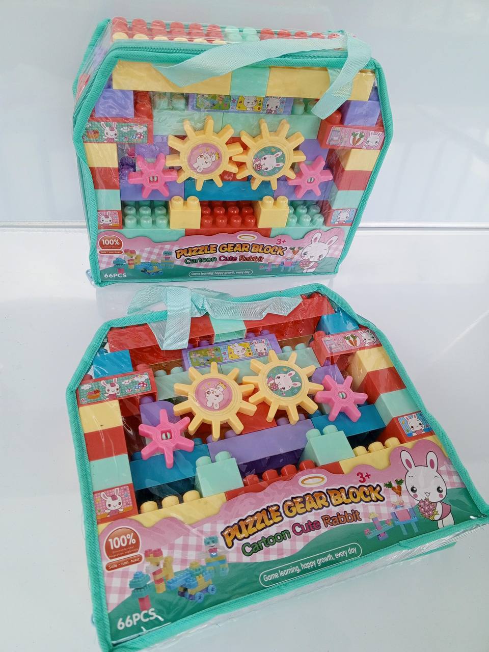 Bunny brilliant! Build and solve our 66pcs gear rabbit block puzzle for a delightful challenge