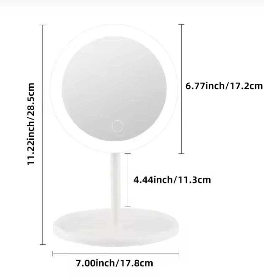 Led make up mirror storage tray
