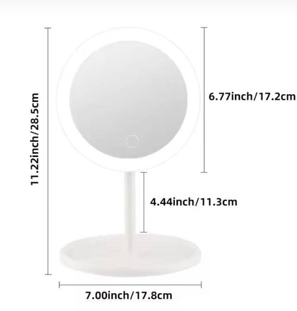 Led make up mirror storage tray