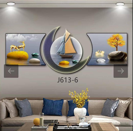 3pc 3in1 30x125cm Decor wall clock elegant wall hanging