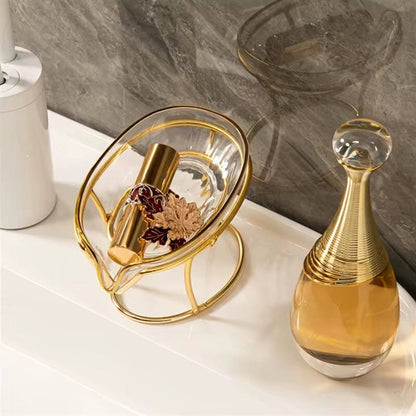 Happy life 45 degree slanted self draining soap dish with a golden stand m