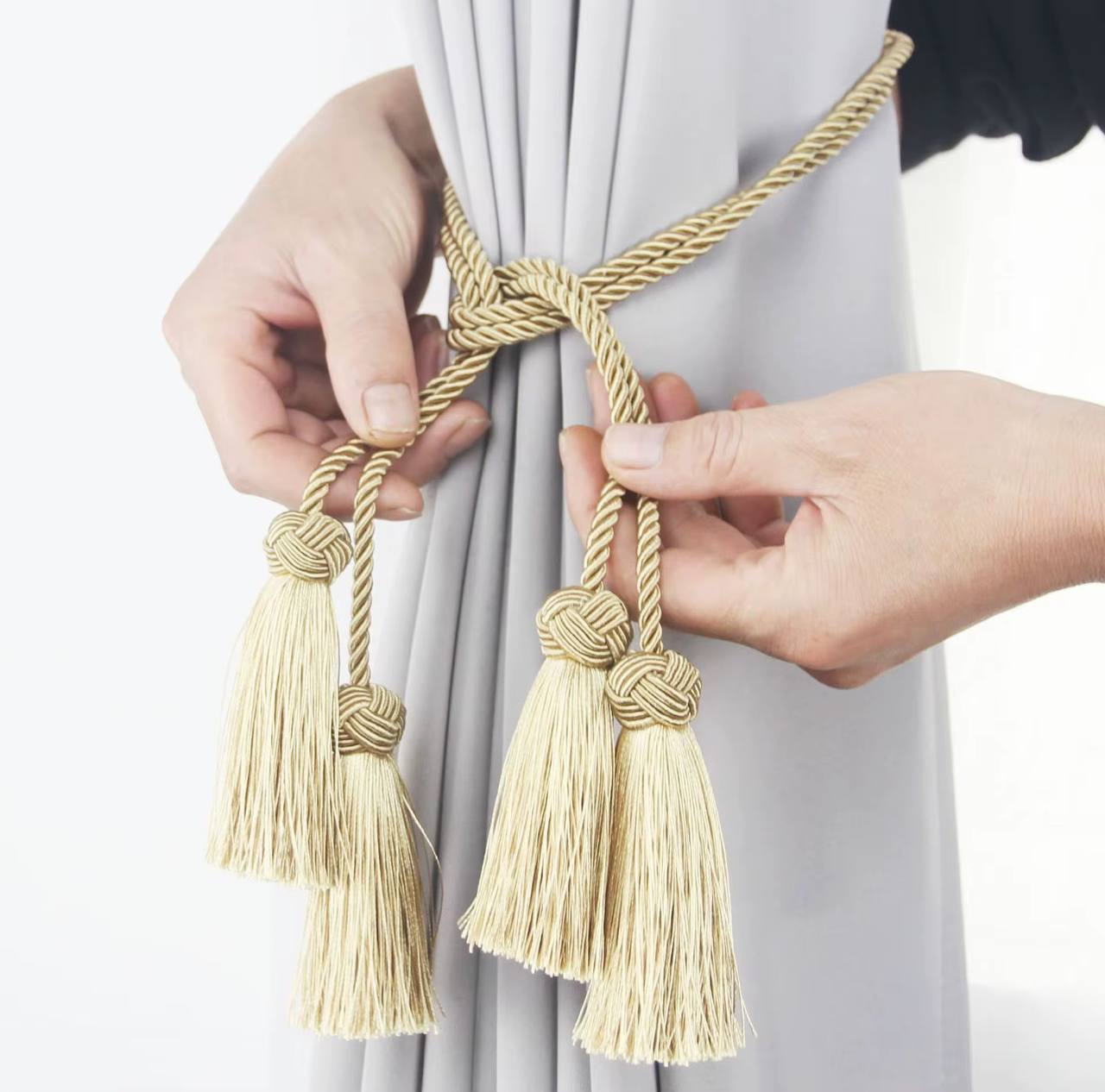 1pair Tassel Curtain Tieback Gold Tiebacks for Curtains Rope Holder Accessories Polyester Curtain Cord