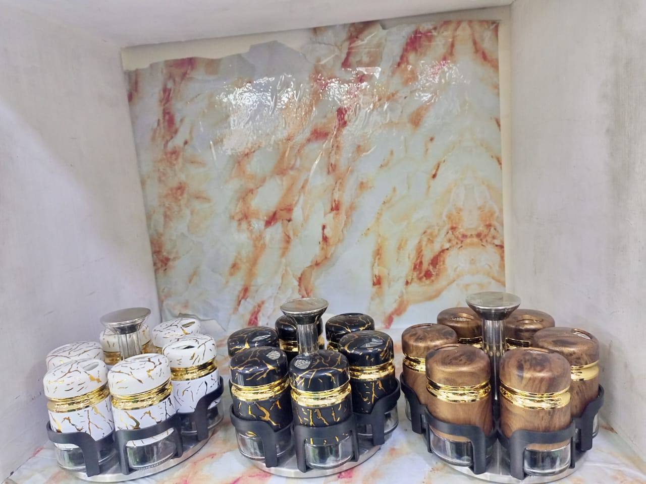 6 PCs spice jar with rotating stand