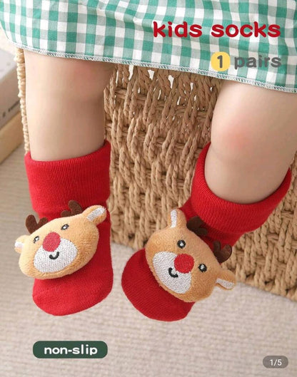 Baby Christmas Socks Santa Cartoon Doll themed one pair
