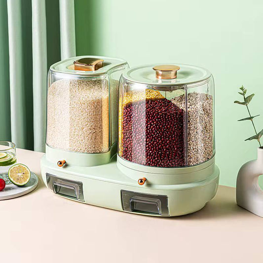 Rotatable grain storage box with compartments