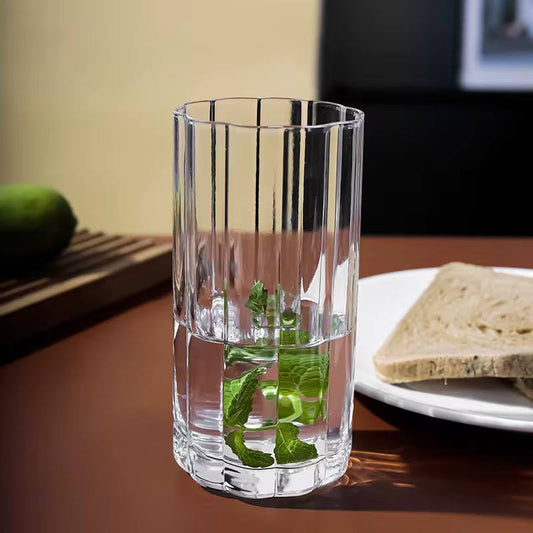 Unique Ribbed Aesthetic Highball Glass 6pc