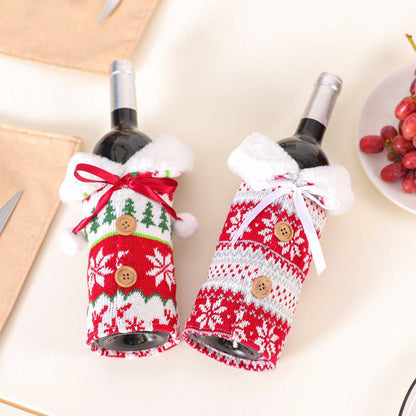 Fluffy Christmas Wine Bottle Cover Merry Christmas Decorations