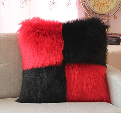 Faux fur throw pillow cases.
