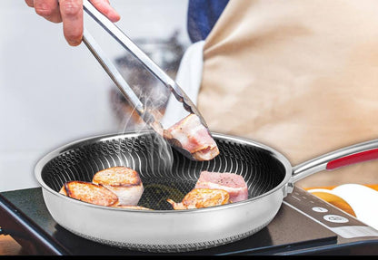 28cm Non-Stick Honeycomb Stainless Steel Frying Pan, 10 Inch