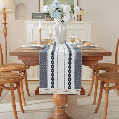 Modern Simple Tassel Cotton Linen Table Runner