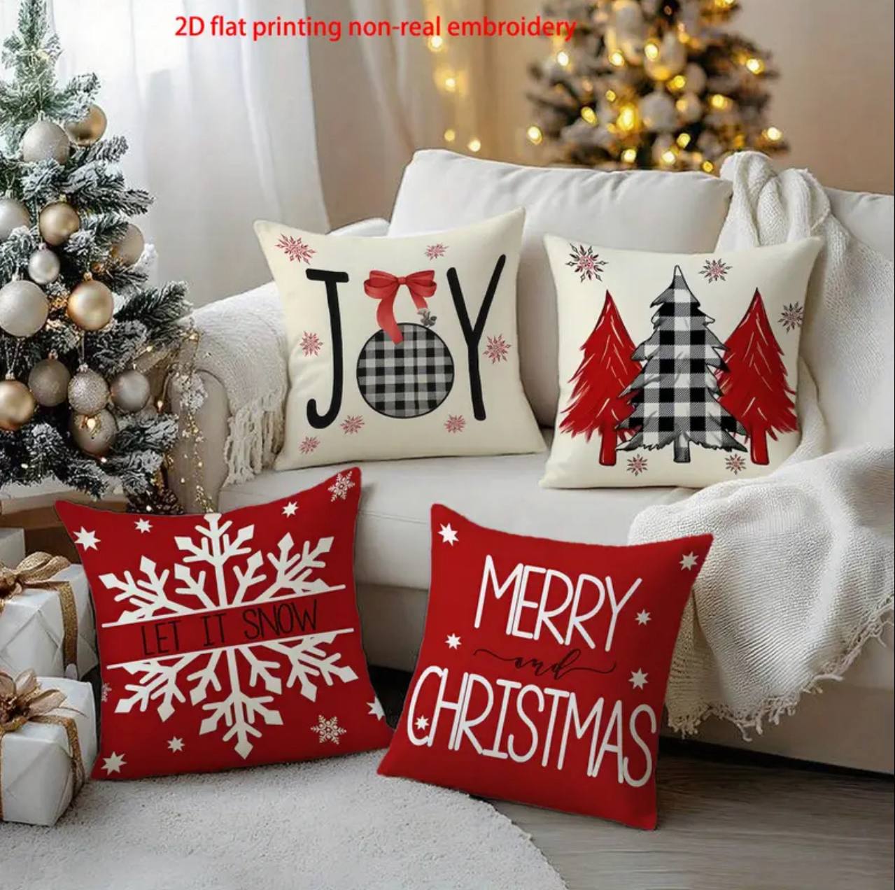 1pc Cushion Cover 45x45  Christmas Decorations For Home Santa Claus Printed Pillow Case