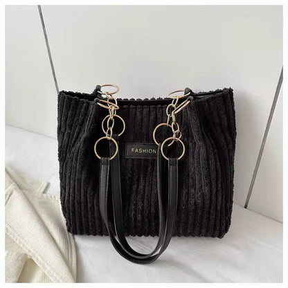 Suede detailed ladies shoulder tote bag