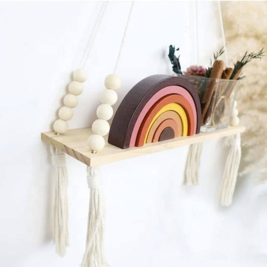 Macrame wall hanging shelf