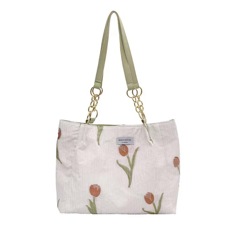 Casual floral canvas  tote bag