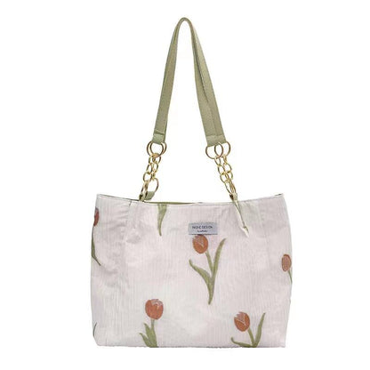 Casual floral canvas  tote bag